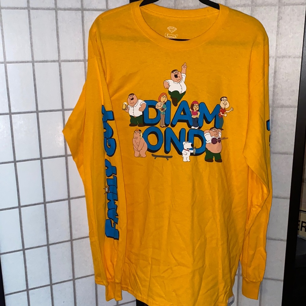 Diamond supply men's L long sleeve family guy graphic tee